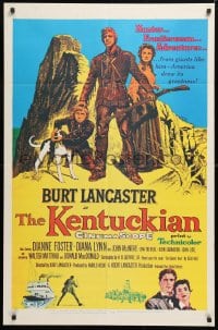 5r491 KENTUCKIAN 1sh 1955 art of star & director Burt Lancaster with frontier family!