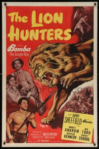 5r532 LION HUNTERS 1sh 1951 Johnny Sheffield & Woody Strode w/Bomba in Africa!