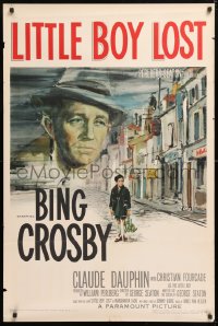 5r533 LITTLE BOY LOST 1sh 1953 Ercole Brini art of Bing Crosby looming over WWII orphan on street!