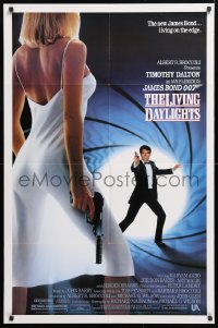 5r537 LIVING DAYLIGHTS 1sh 1987 Tim Dalton as James Bond & sexy Maryam d'Abo w/gun!