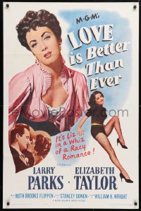 5r552 LOVE IS BETTER THAN EVER 1sh R1962 Larry Parks & 3 great images of sexy Elizabeth Taylor!