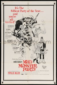 5r561 MAD MONSTER PARTY 1sh 1968 great Frazetta artwork of animated Dracula, Mummy & Igor!