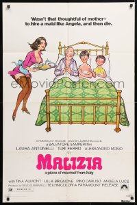 5r564 MALICIOUS 1sh 1974 Salvatore Samperi's Malizia, Italian, art of family & sexy maid!