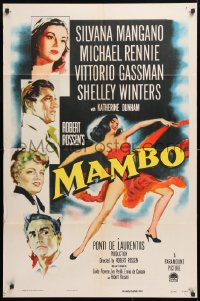 5r566 MAMBO 1sh 1954 art of top stars including Michael Rennie & full-length sexy Silvana Mangano!