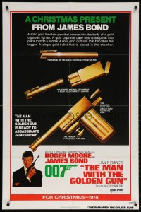 5r589 MAN WITH THE GOLDEN GUN teaser 1sh 1974 a Christmas present from James Bond, Robert McGinnis!