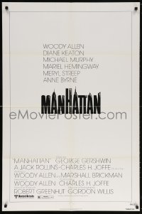 5r595 MANHATTAN 1sh 1979 Woody Allen & Diane Keaton, New York City title design by Burt Kleeger!