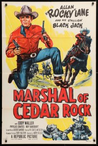 5r607 MARSHAL OF CEDAR ROCK 1sh 1953 cool art of cowboy Allan 'Rocky' Lane & Black Jack!