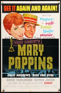 5r611 MARY POPPINS awards 1sh 1965 Julie Andrews, Dick Van Dyke, Disney musical classic!