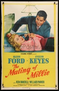 5r619 MATING OF MILLIE 1sh 1947 great romantic art of Glenn Ford & Evelyn Keyes on phone!