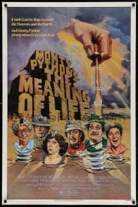 5r641 MONTY PYTHON'S THE MEANING OF LIFE 1sh 1983 Garland artwork of the screwy Monty Python cast!