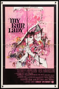 5r653 MY FAIR LADY 1sh 1964 classic Bob Peak art of Audrey Hepburn & Rex Harrison!