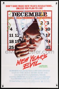 5r666 NEW YEAR'S EVIL 1sh 1980 killer busting through calendar, a celebration of the macabre!
