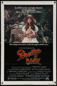 5r716 PRETTY BABY 1sh 1978 directed by Louis Malle, young Brooke Shields sitting with doll!