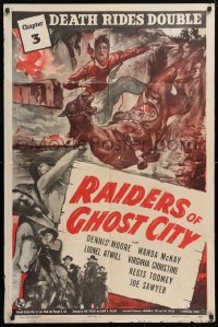 5r731 RAIDERS OF GHOST CITY chapter 3 1sh 1944 Dennis Moore western serial, gun-blazing thrills!