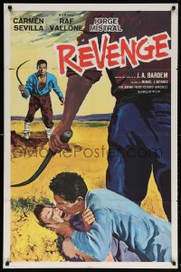 5r748 REVENGE MGM Presents 1sh R1960s artwork of Raf Vallone & Carmen Sevilla, La Veganza!