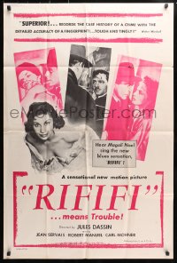 5r751 RIFIFI 1sh 1956 Jules Dassin's Du rififi chez les hommes, Jean Servais, it means trouble!