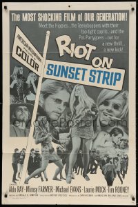 5r753 RIOT ON SUNSET STRIP 1sh 1967 hippies with too-tight capris, crazy pot-partygoers!