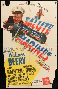 5r767 SALUTE TO THE MARINES style C 1sh 1943 Wallace Beery in World War II, machine gun, Bainter!