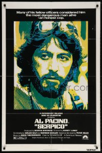 5r789 SERPICO 1sh 1974 great image of undercover cop Al Pacino, Sidney Lumet crime classic!