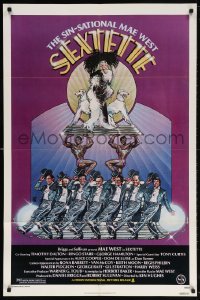 5r790 SEXTETTE 1sh 1979 art of ageless Mae West w/dancers & dogs by Drew Struzan!