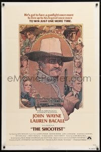 5r796 SHOOTIST int'l 1sh 1976 best Richard Amsel artwork of cowboy John Wayne & cast!