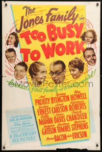 5r905 TOO BUSY TO WORK 1sh 1939 great headshot images of the entire Jones Family!