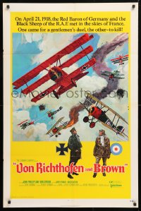 5r934 VON RICHTHOFEN & BROWN 1sh 1971 David Blossom cool artwork of WWI airplanes in dogfight!
