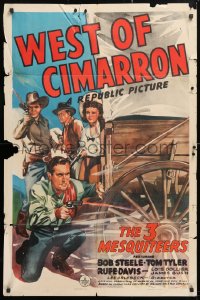 5r951 WEST OF CIMARRON 1sh 1941 The 3 Mesquiteers, Bob Steele, Tom Tyler & Rufe Davis!
