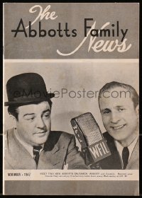 5s106 ABBOTTS FAMILY NEWS magazine November 1947 famous radio team Bud Abbott & Lou Costello!