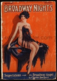 5s141 BROADWAY NIGHTS vol 1 no 2 magazine August 1928 sexy cover art of nude actress barely covered!