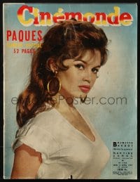 5s181 CINEMONDE French magazine April 4, 1957 great cover portrait of sexy Brigitte Bardot!