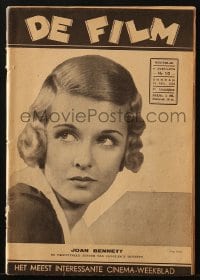 5s200 DE FILM Dutch magazine August 14, 1932 great cover portrait of pretty Joan Bennett!