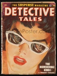 5s103 DETECTIVE TALES pulp magazine December 1952 cover art of murderer reflected in woman's eyes!