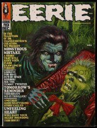 5s211 EERIE #19 magazine December 1968 Alan Willow cover art of monster over dead guy in casket!