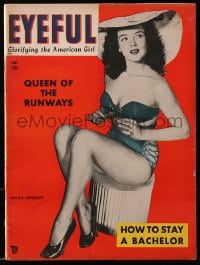 5s235 EYEFUL magazine Feb 1955 sexy Bettie Page is wolf bait + she's wearing top hat & monocle!
