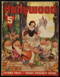 5s292 HOLLYWOOD magazine May 1938 cover art of Walt Disney's Snow White and the Seven Dwarfs!