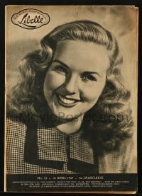 5s347 LIBELLE Belgian magazine April 16, 1947 great cover portrait of pretty Deanna Durbin!