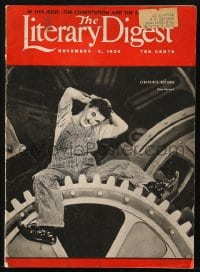 5s357 LITERARY DIGEST magazine November 2, 1935 cover portrait of Charlie Chaplin in Modern Times!