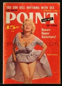5s360 MALE POINT OF VIEW digest magazine Jan 1956 sexy Betty Bromser cover, beware rumor racketeers!