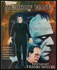 5s368 MEMORY LANE magazine February 1981 great cover art montage of Boris Karloff as Frankenstein!