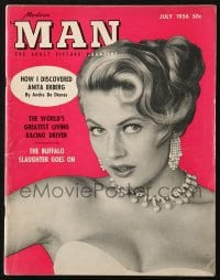5s373 MODERN MAN magazine July 1956 cover portrait of sexy Anita Ekberg by Andre De Dienes!