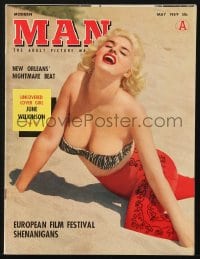 5s375 MODERN MAN magazine May 1959 sexy June Wilkinson cover by Russ Meyer, nude color centerfold!