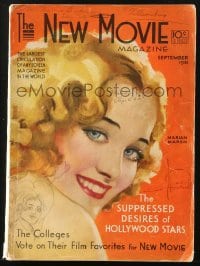 5s430 NEW MOVIE MAGAZINE magazine September 1931 cover art of Marian Marsh by Rolf Armstrong!