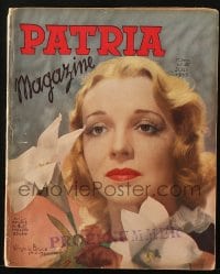 5s455 PATRIA MAGAZINE Belgian magazine July 1939 great cover portrait of pretty Virginia Bruce!