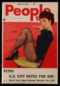 5s457 PEOPLE TODAY digest magazine June 29, 1955 sexy smoking Rita Gam wearing fishnet stockings!