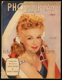 5s473 PHOTOPLAY magazine August 1944 great summer cover portrait of Betty Hutton by Paul Hesse!