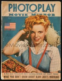 5s468 PHOTOPLAY magazine July 1943 cover portrait of Crop Corps girl Judy Garland by Paul Hesse!