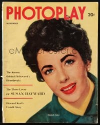 5s479 PHOTOPLAY magazine November 1952 great cover portrait of Elizabeth Taylor by John Engstead!