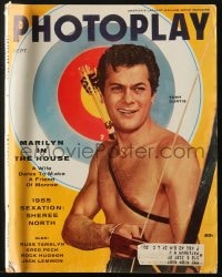 5s480 PHOTOPLAY magazine September 1955 cover portrait of Tony Curtis with bow & arrow by Ornitz!