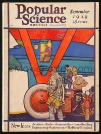 5s517 POPULAR SCIENCE magazine September 1929 Herbert Paus cover art men loading Air Mail plane!